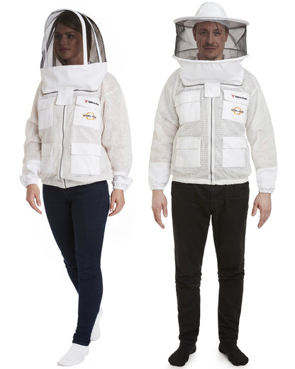 Zephyros - 3 Layer Ventilated Beekeeping Jacket with 2 veils Round & Fencing - Stay Cool & Protected