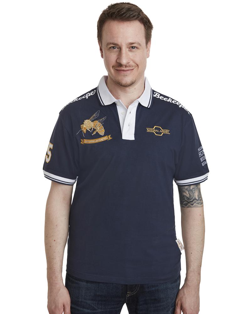 Natural Apiary Beekeepers Polo Shirt - 100% Soft Cotton with Embroidered Blue Honey Bee